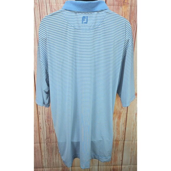 Footjoy FJ Mens Lisle Blue & White Striped Polo XXL - Picture 2 of 8